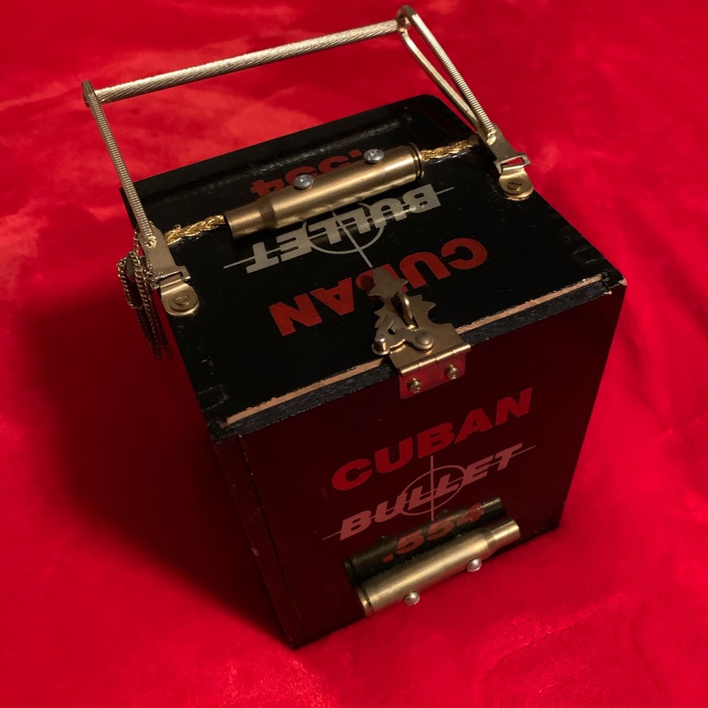 Cuban bullet black cigar box purse w/ gold tassel